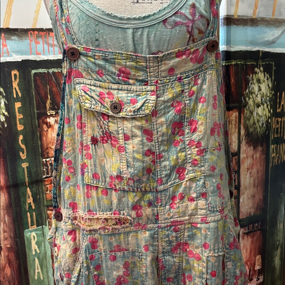 Magnolia Pearl Overalls 138 Quilted Love Overalls- Cherry Blossom, One Size - Picture 2 of 16